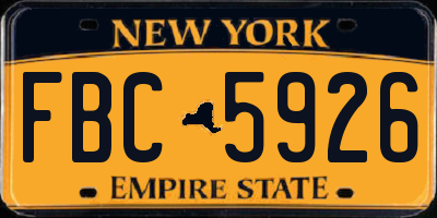 NY license plate FBC5926