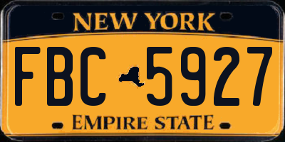 NY license plate FBC5927
