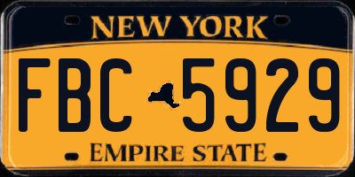 NY license plate FBC5929
