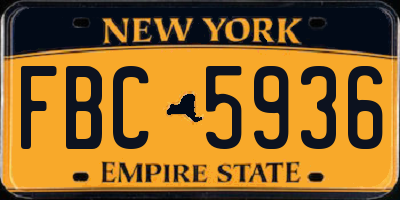 NY license plate FBC5936