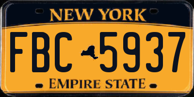 NY license plate FBC5937