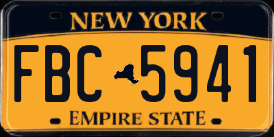 NY license plate FBC5941