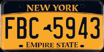 NY license plate FBC5943