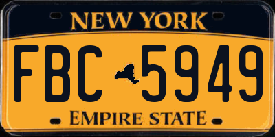 NY license plate FBC5949