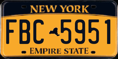 NY license plate FBC5951