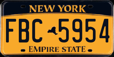 NY license plate FBC5954