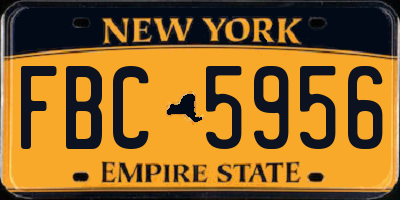 NY license plate FBC5956