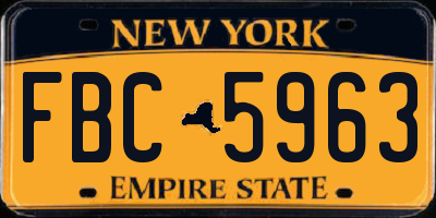 NY license plate FBC5963