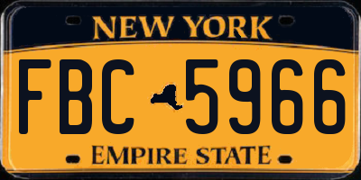 NY license plate FBC5966