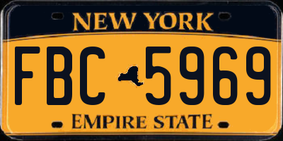 NY license plate FBC5969