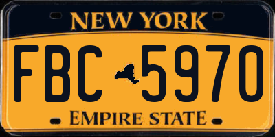 NY license plate FBC5970