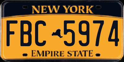 NY license plate FBC5974