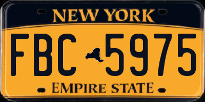 NY license plate FBC5975
