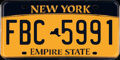 NY license plate FBC5991
