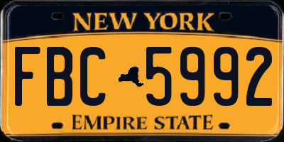 NY license plate FBC5992