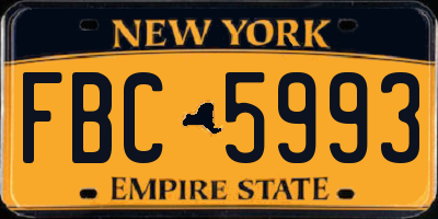 NY license plate FBC5993