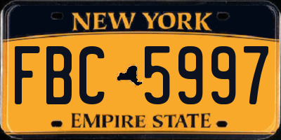 NY license plate FBC5997