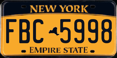 NY license plate FBC5998