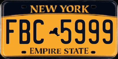NY license plate FBC5999