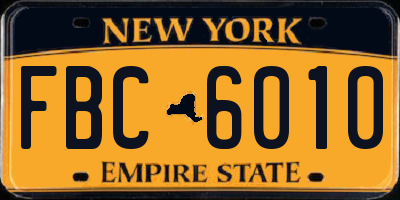 NY license plate FBC6010