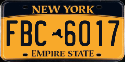 NY license plate FBC6017