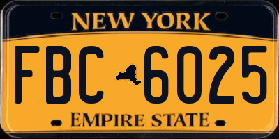 NY license plate FBC6025