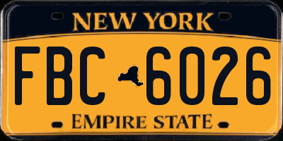 NY license plate FBC6026
