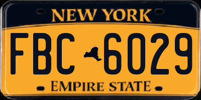 NY license plate FBC6029