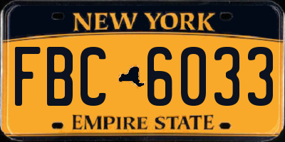 NY license plate FBC6033