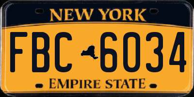 NY license plate FBC6034