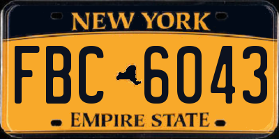 NY license plate FBC6043