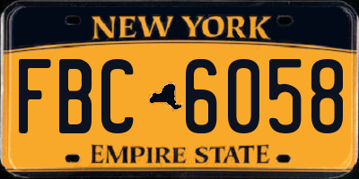 NY license plate FBC6058