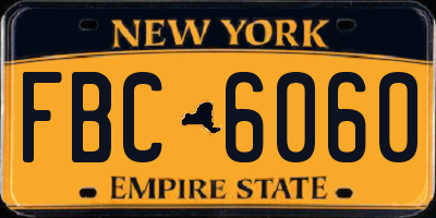 NY license plate FBC6060