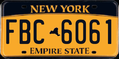 NY license plate FBC6061