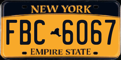NY license plate FBC6067