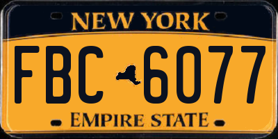 NY license plate FBC6077