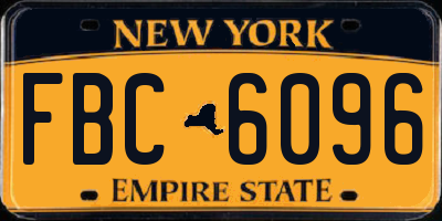 NY license plate FBC6096