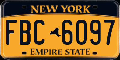 NY license plate FBC6097