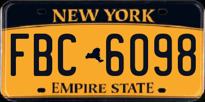 NY license plate FBC6098