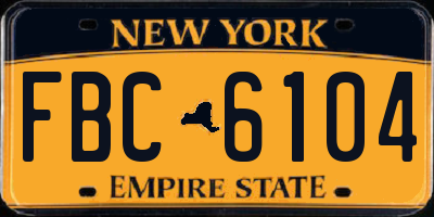 NY license plate FBC6104