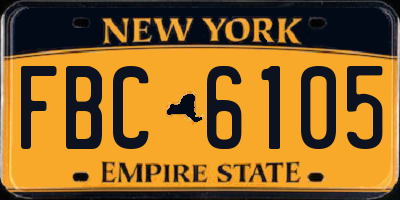 NY license plate FBC6105