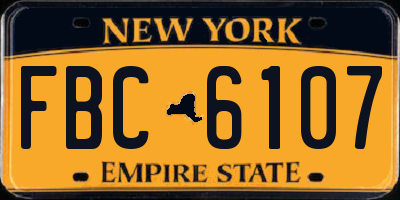 NY license plate FBC6107