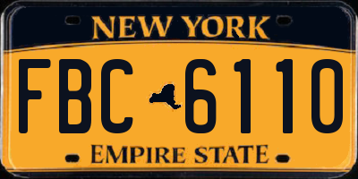 NY license plate FBC6110