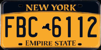 NY license plate FBC6112