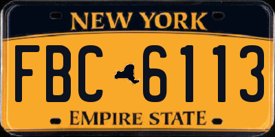 NY license plate FBC6113