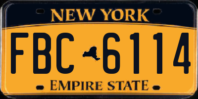 NY license plate FBC6114