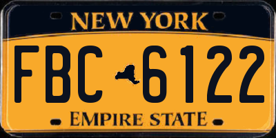 NY license plate FBC6122