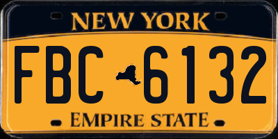 NY license plate FBC6132