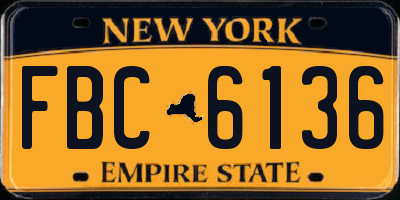 NY license plate FBC6136