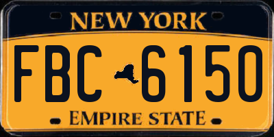 NY license plate FBC6150